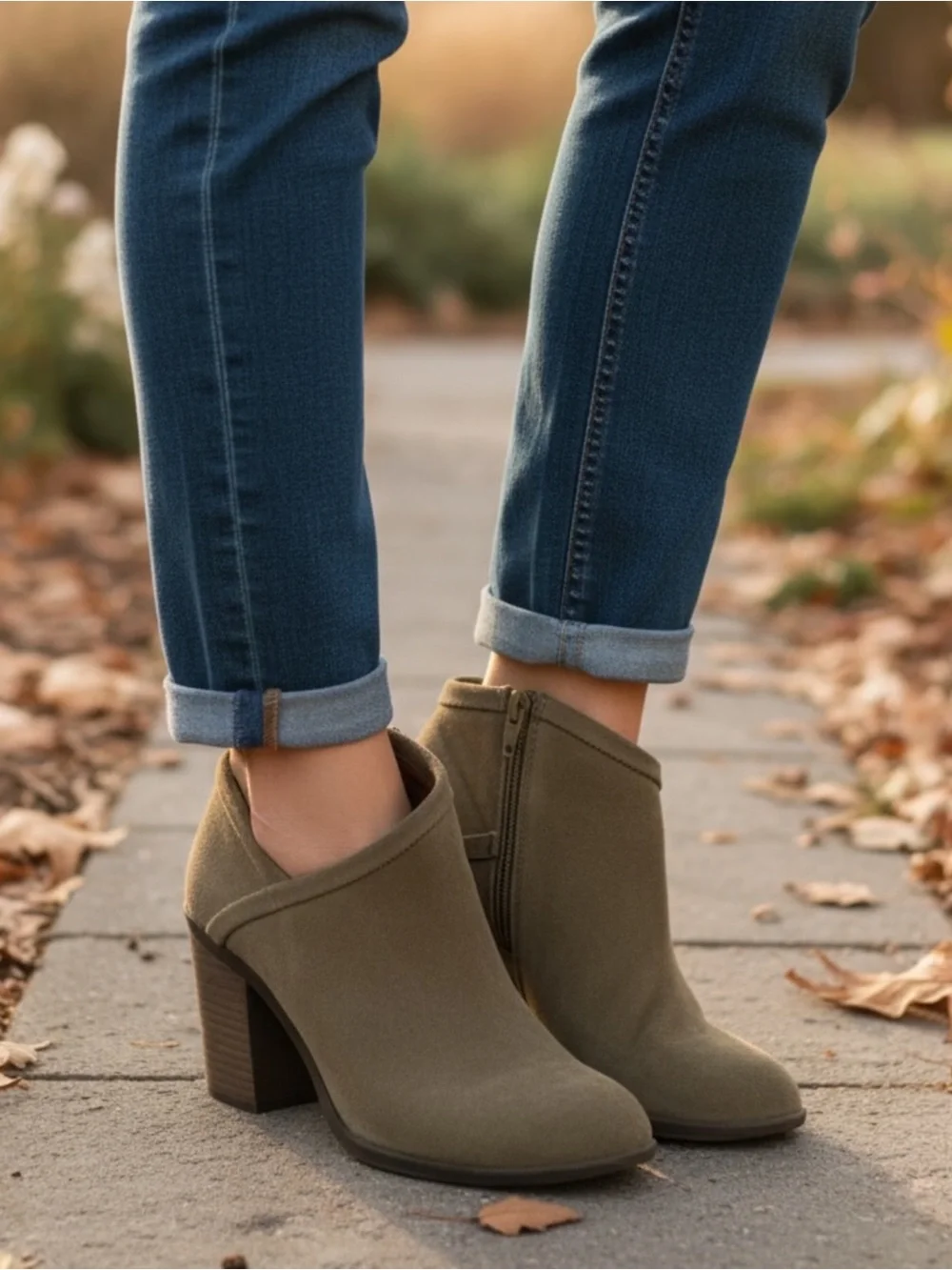 Lucky Brand LK-Salza Leather Suede Zip Up Salza Booties Ankle Boots
